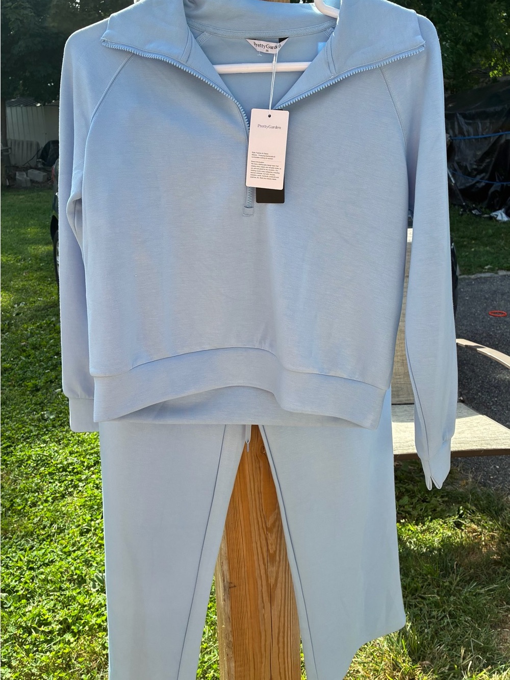 Light Blue Half-Zip Turtleneck Pullover